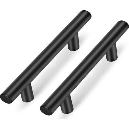 Black Modern Top Grade Hardware Cabinet Handles Kitchen Cupboard T Bar Drawer Dresser Pure Copper Hole Furniture Kitchen Pulls