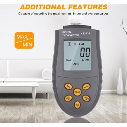 Digital Tachometer with Laser Tachometer Manual/Automatic Measurement Speed Sensor Automatic Record Speed Meter LCD Display