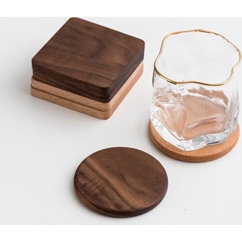 1PCS Wood Coasters Placemats Durable Heat Resistant Non-slip Square Round cup mat Home Placemats decoration household products
