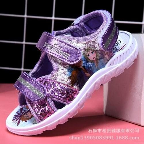 Disney childrens sandals new spring and summer frozen elsa outdoor leisure non-slip beach sandals Korean cartoon sandals