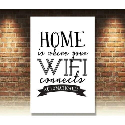 HOME IS WHERE THE WIFI CONNECTS AUTOMATICALLY SIGN METAL PLAQUE funny quote