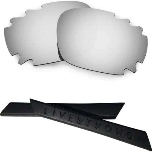 HKUCO For Jawbone Vented Silver Polarized Replacement Lenses With Black Earsocks Rubber Kit