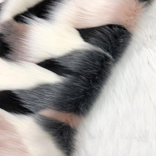 Faux fur pink and white square jacquard autumn and winter jacket plush fabric