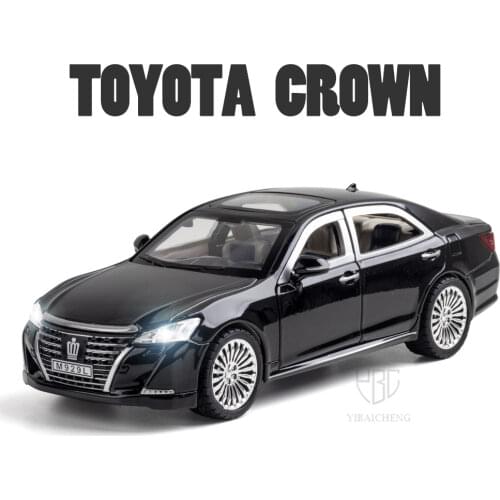 Toyota Crown 1/24 Diecast Alloy Car Model Simulation Metal Model Toy Car With Music Light Pull Back 6 Doors Opened For Children