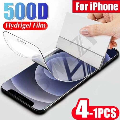 4-1Pcs 9D soft full cover for iphone X XS 11 XR phone screen protector 12 mini pro MAX hydrogel film Not Glass