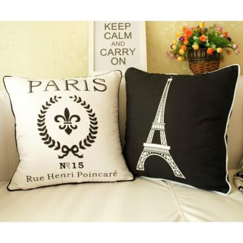 Keep Calm and Carry On Cushion Covers Minimalist Crown Paris Eiffel Tower Pillow Covers Bedroom Sofa Decoration