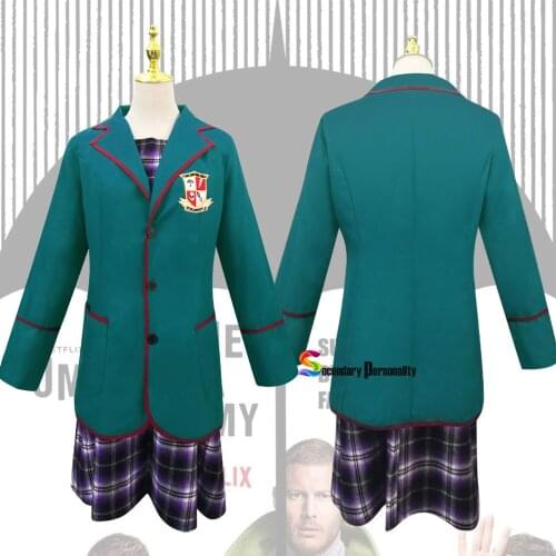 New The Umbrella Academy Number Five Cosplay Costume Halloween Dresses College Clothing School Uniform Outfit Green Suit