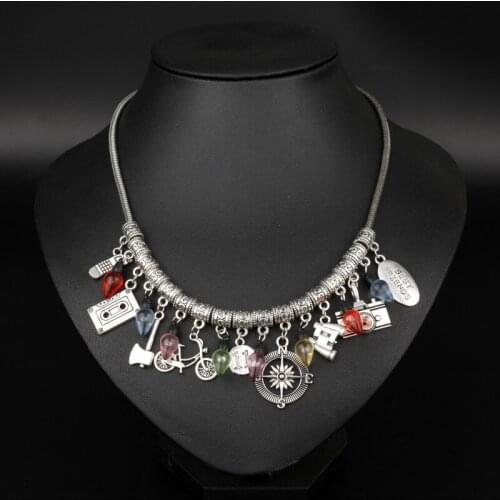 Stranger Thing Maxi Necklace Charms Pendant Punk Choker Necklace Sweater Jewelry for Women