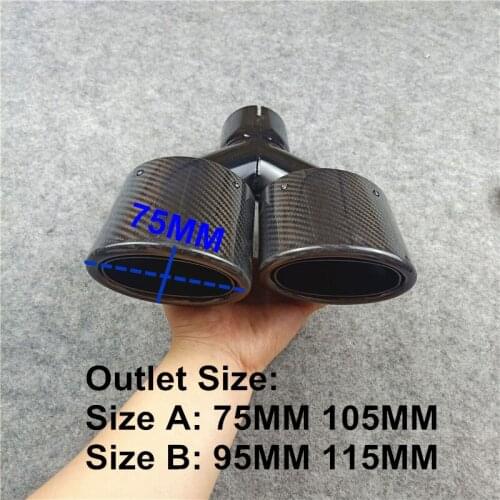 Pair New Y Style Oval Shape Double Exhaust Pipe Tailtip For Universal Glossy Black Stainless Steel Exhaust Pipes