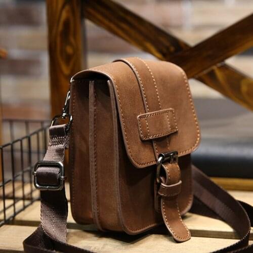 New Mens Casual Tide Waist Pack High Quality Retro PU Leather Outdoor Travel Bag Mens Fashion Street Fashion Shoulder Bag