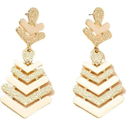 Ins Gold Arrow Chevron Geometric MInimalism Piercing Earrings Korean Trendy Women Party Jewelry
