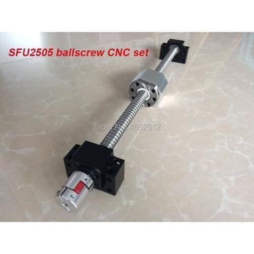 SFU / RM 2505 Ballscrew 300 400 500 600 650 mm with end machined + Ballnut + BK/BF20 End support + Nut Housing + CNC parts