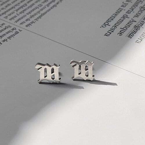 Hip Hop Personalized Titanium Steel Earrings for Men and Women Simple Cold Wind Fashion Stainless Steel Letter Earrings Earrings