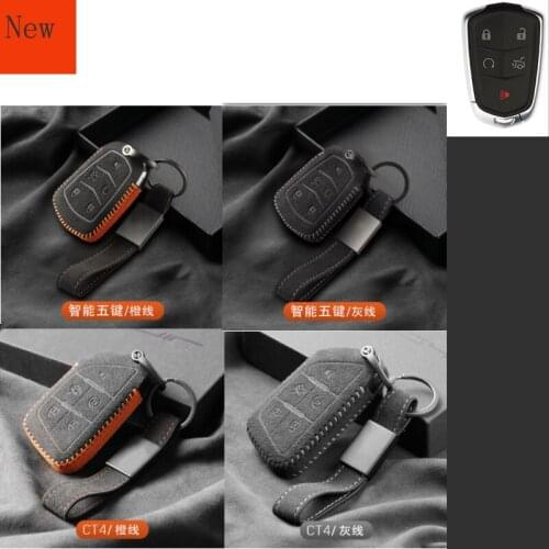 High-Quality Leather &suede Car Smart Key Case Cover for Cadillac CT5 CT4 CT6 XT5 XT4 XT6 ATSL Car Accessories