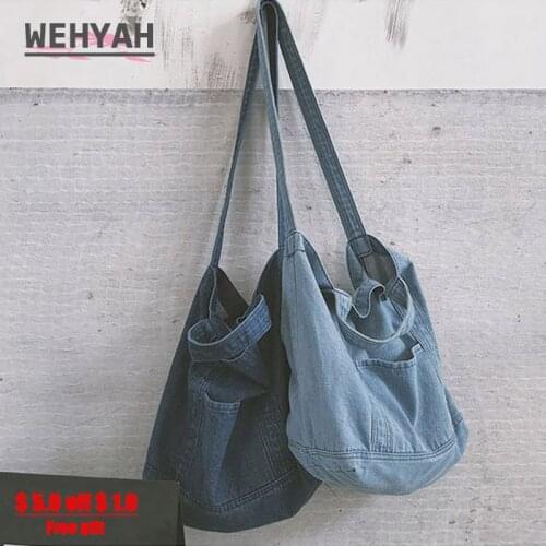 Wahyah Denim Shoulder Hand Bag for Woman Shoulder Bag Crossbody Casual Jeans Bags Women Handbags Denim sac a main bolsos ZY046
