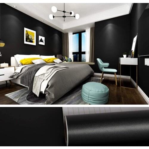 WOKHOME Black Wallpaper for Walls In Rolls Self Adhesive Waterproof Vinyl Film Contact Paper Wall Sticker Papel Tapiz Home Decor