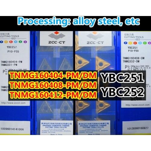 YBC251 YBC252 TNMG160404/08/12-PM -DM 10pcs 20pcs 50pcs 100% original Zcc.ct Carbide insert Processing: alloy steel, etc