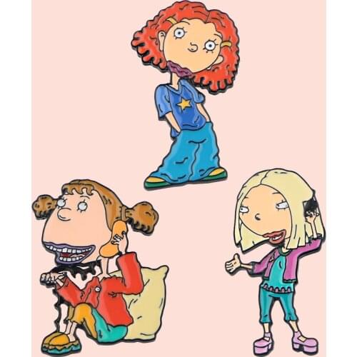 ZF2262 Anime Cool Girl Jewelry Enamel Pins And Brooches Cartoon Creative Metal Denim Hat Badge For Friends Kids