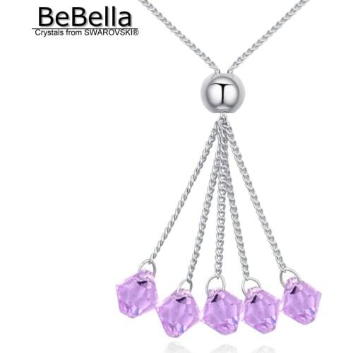 BeBella violet crystal tassel pendant necklace with Crystals from Swarovski original fashion jewelry for women wedding gift
