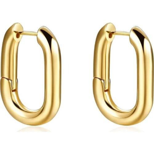 Stainless Steel Gold Hoop Earring Women Circle U Shaped Women Hoop Earrings Minimalism Jewelry Gift For Him
