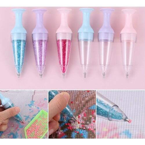 1PC Flower Pot Shape Point Drill Pen Cross Stitch 5D Diamond Painting Tool Point Drill Pen Diamond Pen Sewing Accessories
