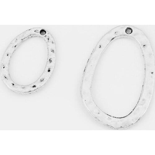 10pcs Charms Hammered Oval Circle Open Jewelry For Diy Jewelry Making Findings Accessories