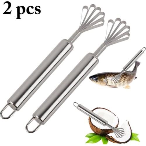 2pcs Stainless Steel Hanging Fish Clean Scales Tools Seafood Accessories Kitchen Gadgets Coconut Shaver Fruit Tools
