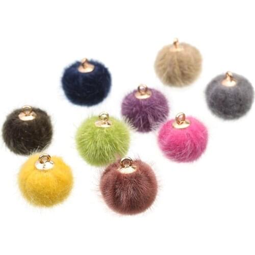 24Pcs/Set Plush Fur Beads Hairy Ball Charms DIY Tassel Pompom Beads Pendant for Women Girl Necklace Earring Jewelry Making