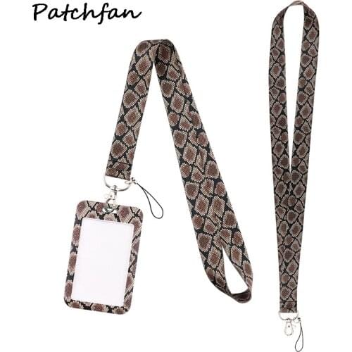AD794 Patchfan Horror Snakeskin Style Card Holder ID Holder Bus Card Holder Staff Card With Lanyard