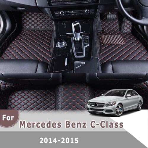 RHD Car Floor Mats For Mercedes Benz C-Class 2015 2014 Waterproof Leather Custom Carpet Car Interior Accessories Decoration Rug