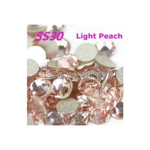 Free Shipping 288pcs/Lot SS30(6.3-6.5mm) Light Peach/Champagne Flat Back Nail Art Rhinestones Non Hotfix Rhinestones Craft DIY