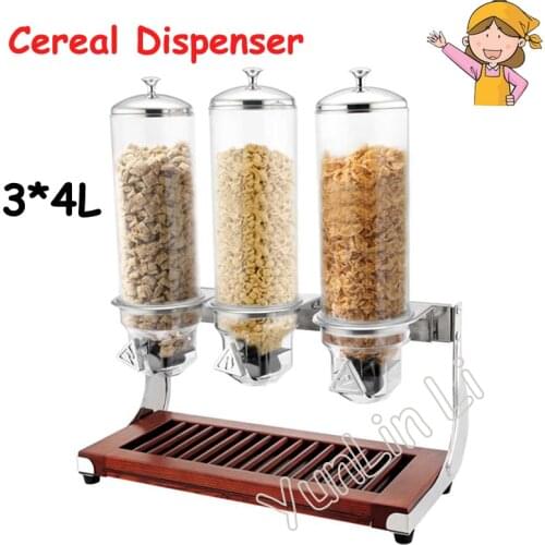 3*4L Cereal Dispenser Oatmeal Dispenser Cornmeal Divider Household Cereal Distributor Cereal Conservator Hotel and Catering Tool