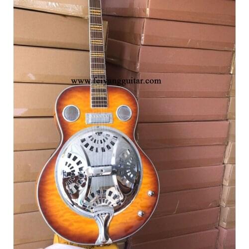 Grote high-quality electric guitar, hollow guitar, flocculent flower veneer, rose fingerboard, chrome-plated accessories