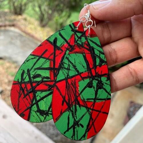 Customize Leather Earrings With Abstract We Can Accept Print Your Logo On Top The Pattern