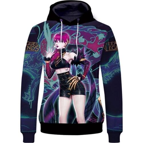 K/DA Evelynn Kaisa Ahri Akali Pullover Hooded Hoodie Cosplay Costume KDA Men Women Jacket Sweatshirt Fashion Casual Streetwear