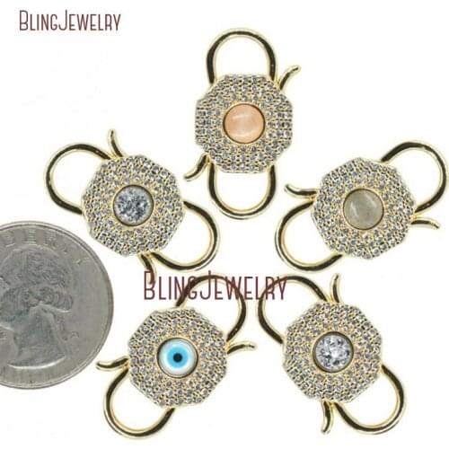 Teardrop Druzy Padlock CZ Ziricon CZ Micro Pave Lock Double Sided Padlock Antique Twisted Lock 17x27mm FC29855