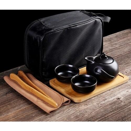 Chinese Travel Kung Fu Tea Sets Ceramic Portable Porcelain Service Gaiwan Tea Cups Tea Ceremony Teapot Gift Bag Teaware Infuser