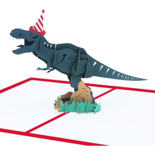 10pcs Cap Dinosaur Handmade Kirigami Origami 3D Pop UP Greeting Invitation card For Wedding Birthday Party Gift