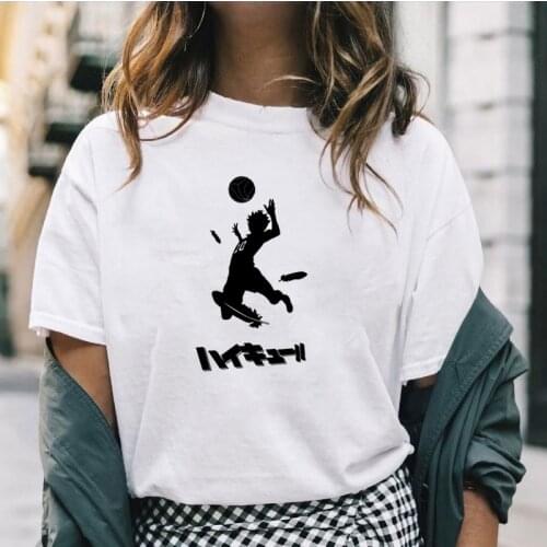 Fashion Womens Anime Tshirt Oya Oya Oya Haikyuu Cool Tops Fly Japan Word Printed Kageyama & Hinata Funny Graphic T Shirt Casual