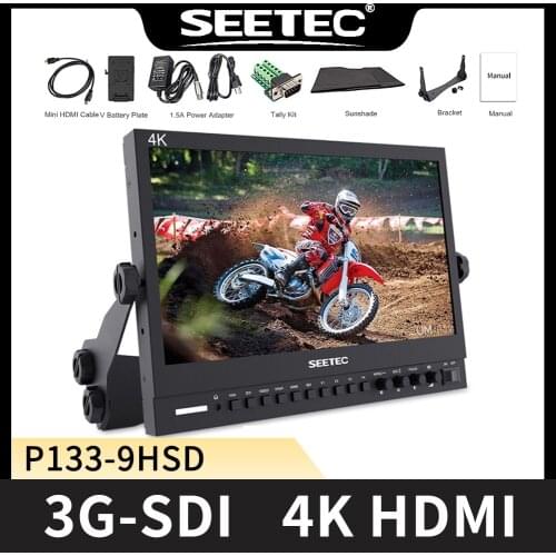 Seetec P133-9HSD 13.3"IPS 3G SDI 4K HDMI Broadcast Monitor Full HD 1920x1080 Field Video Desktop LCD Monitor with AV DVI