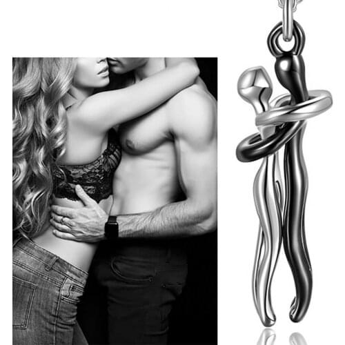 Unisex Fashion Couple Hug Design Pendant Necklace Choker Chain Black jewelry Simple Temperament Clavicle Chain Jewelry Gifts