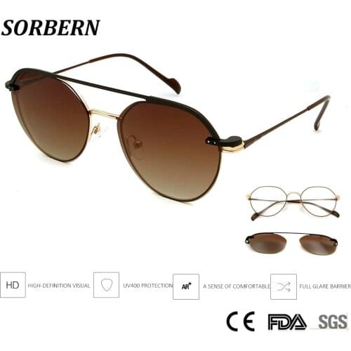 SORBERN Retro Round Steampunk Optical Frames Women Men Eyeglasses With Magnets Clip on Sunglasses UV400 Goggles Light Eyewear