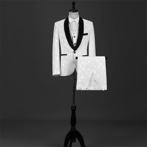 Mens suit banquet wedding blazers groom print dress костюм спортивный мужик groom wear мужские костюмы white fashion clothing