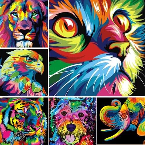 5D Diy Diamond Painting Animal Lion Cat Cross Stitch Kit Full Drill Square Embroidery Mosaic Art Crystal Picture Home Decor Gift
