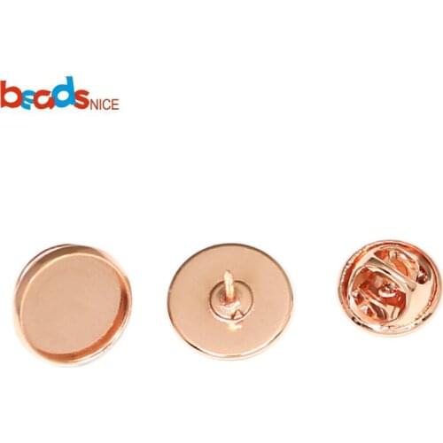 Beadsnice 50set Brass Lapel Pin Brooch Settings 12mm Tie Tack Blank Round Bezel Tray for DIY Jewelry Findings ID39618