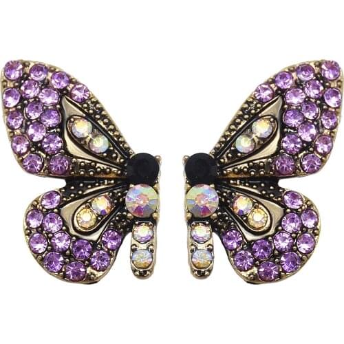 Korean Style Crystal Butterfly Earrings Set Fashion Rhinestone Stud Earrings For Women Girls Daily Wearing Holiday Party Jewelry