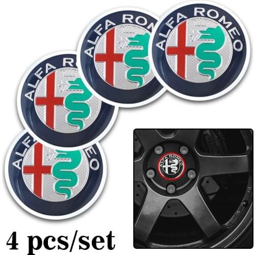 4Pcs Car Wheel Center Cover Emblem Sticker For Alfa Romeo Giulia Stelvio Giulietta Spider GT Mito 156 159 147 4C 8C Tonale Disco