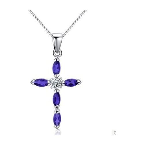 Natural amethyst gem Pendant natural gemstone Exquisite mysterious energy cross pendant S925 silver girl party gift jewelry