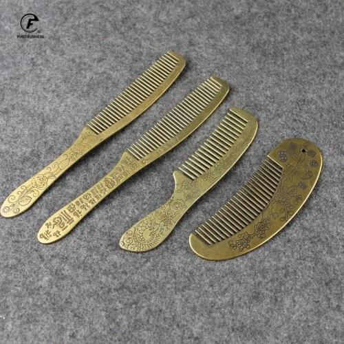 Mothers Day Gift 4 style classical copper Fine-tooth Metal Pin Hair Rat Tail Comb Hairdressers Hair Styling Tool Handle Brush