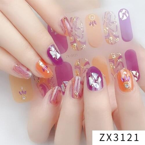 1 Sheet Gradient Slider Full Cover 3D Nail Art Stickers Japanese/Korean Translucent Wraps Shiny Nail Tips Manicure Accessories